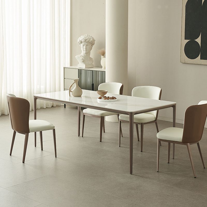 Modern Dining Set with Solid Back Chairs 1/4/5/7 Pieces White Dinette Set