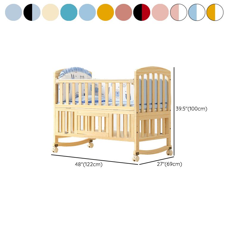 Solid Wood Baby Crib Modern Nursery Bed with Adjustable Height