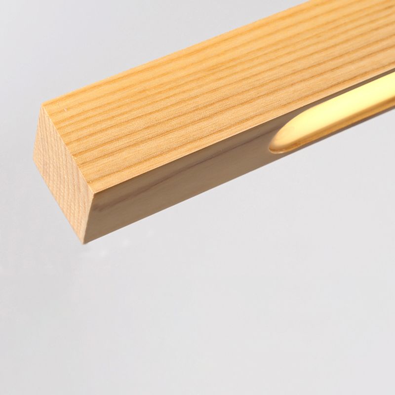 Pendentif LED linéaire en bois japonais moderne léger léger le plafond beige en lumière chaude / blanche pour salle à manger