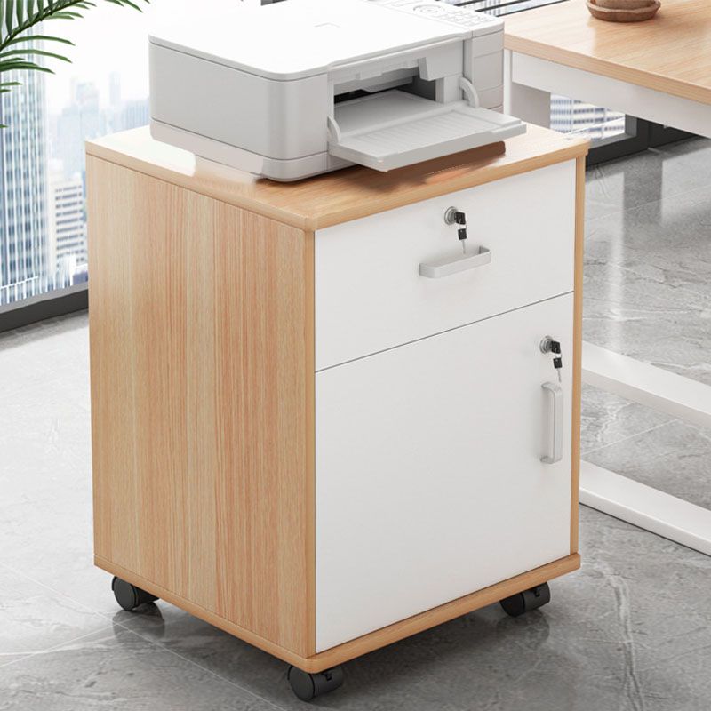 Modern File Cabinet Wood Lock Storage Filing Cabinet with Wheels