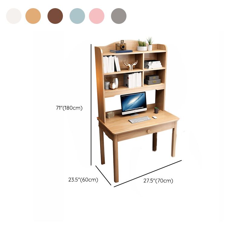 Contemporary Wood Study Desk Multifunctional Lifting Desk with Drawer Home Computer Desk