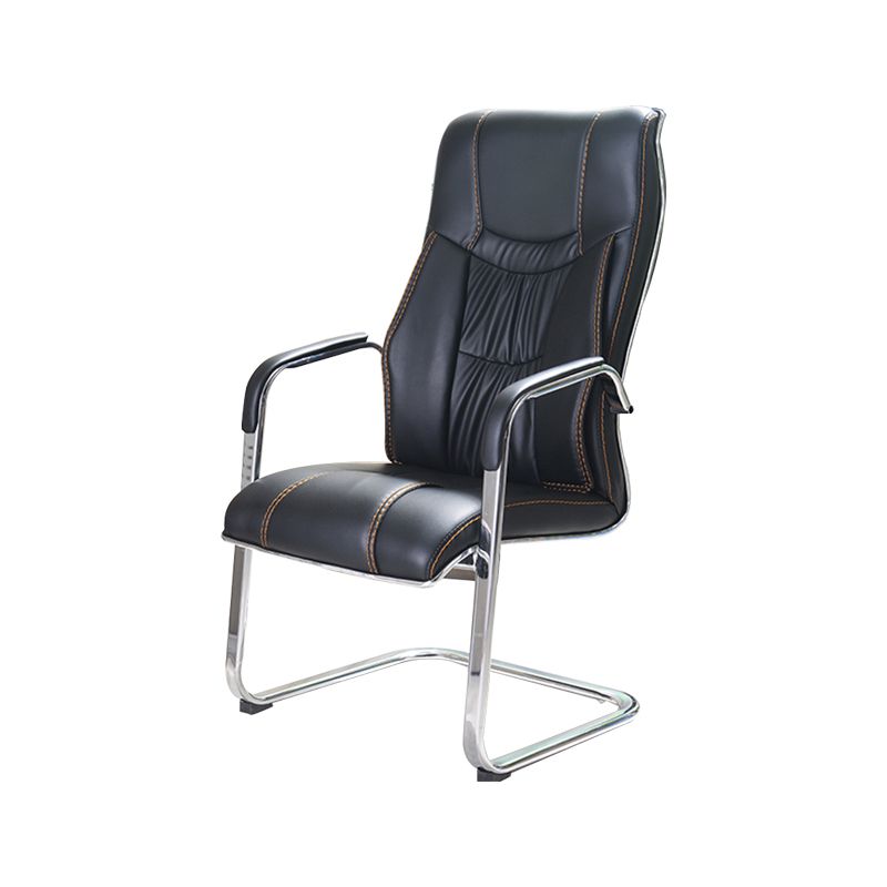 Modern Upholstered Office Chair No Wheels Fixed Arms No Distressing Desk Chair