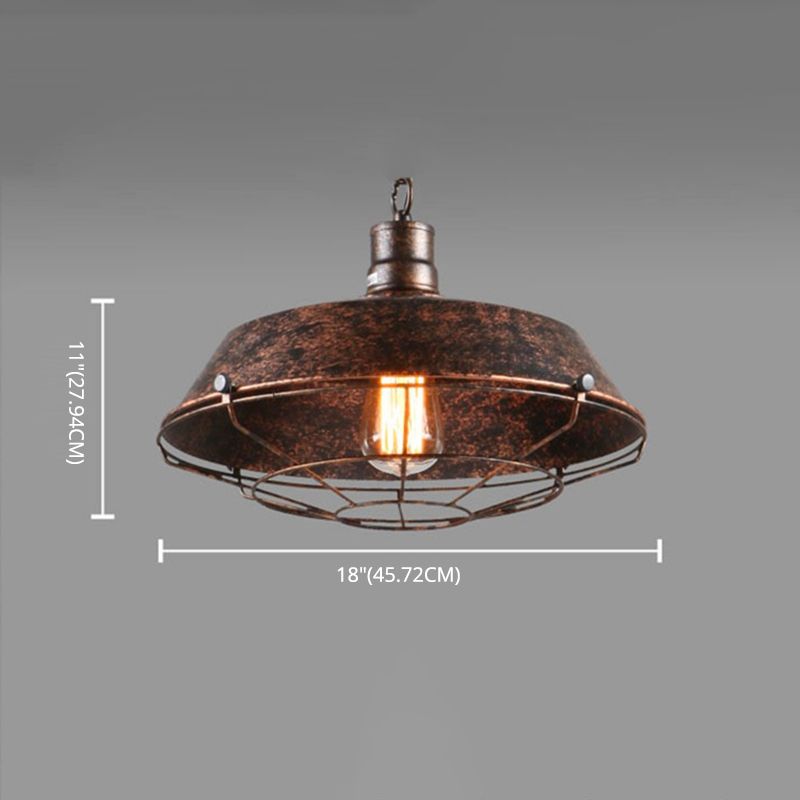 Bowl Restaurant Hanging Pendant Light Industrial Metal Rust Pendant Light Fixture