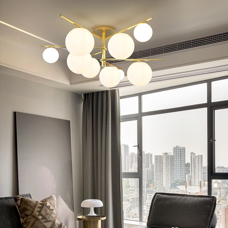 Glass Bubbles Ceiling Light Modern Style Semi Flush Mount Lamp for Bedroom