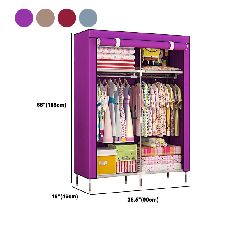 Metal Frame Home Wardrobe Modern Style Wardrobe Armoire with Shelves