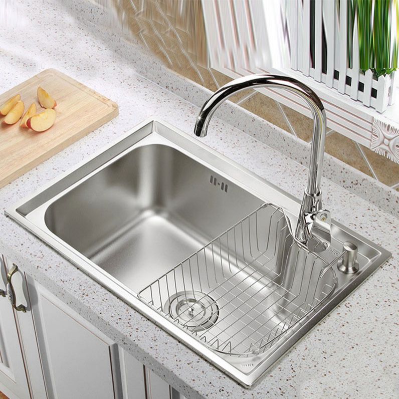 Modern Style Kitchen Sink Stainless Steel Single Bowl Kitchen Sink with Basket Strainer