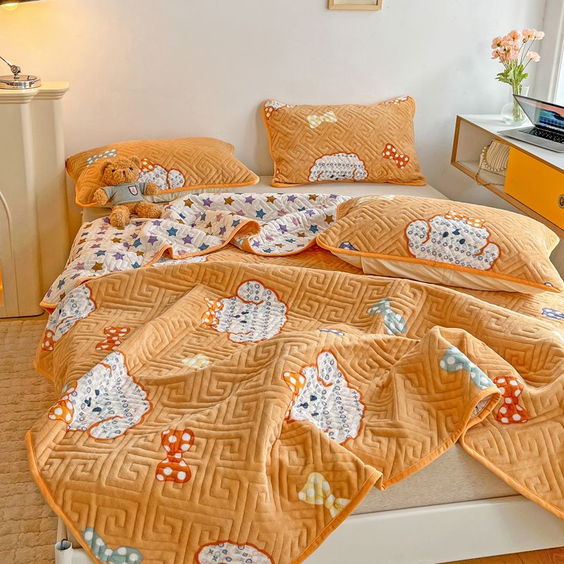 Breathable Knit Sheet Cartoon Pattern Non-Pilling Ultra-Soft Sheet