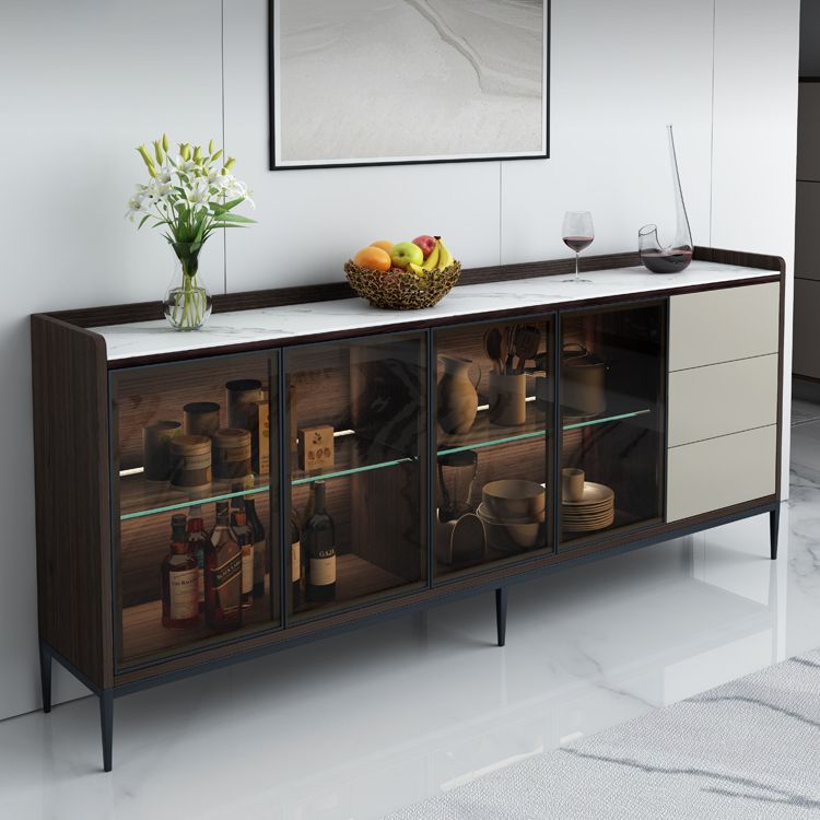 Contemporary Sideboard Stone Sideboard Cabinet with Lights for Kitchen