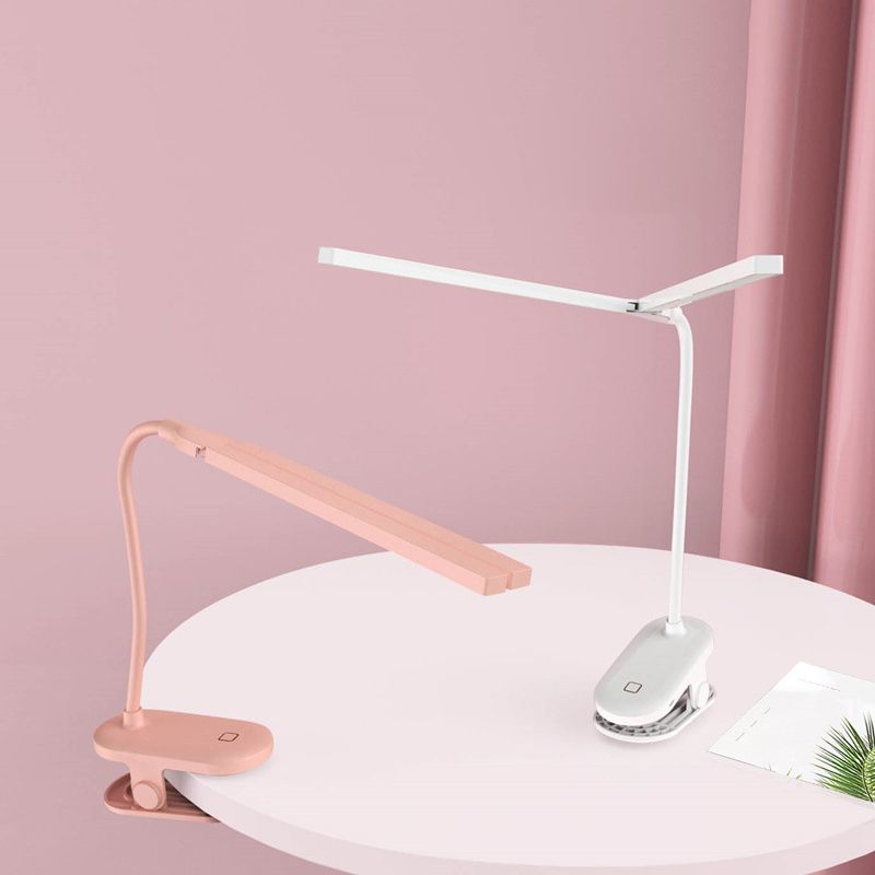 Macaron Linear Clamp-on Desk Lamp Plastic Kids Bedroom LED Study Light with Flexible Arm