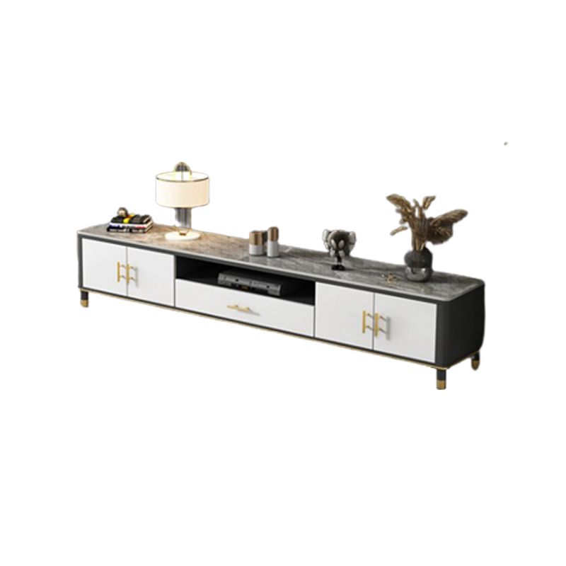 Stone Media Console TV Stand Open Storage TV Stand with Drawer