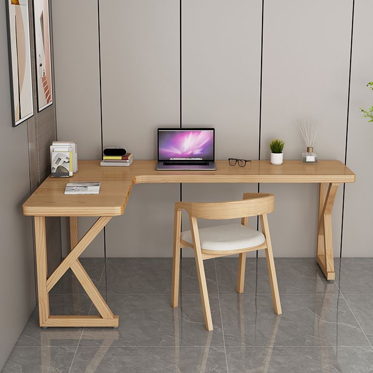 Modern Style Wooden Writing Desk L-Shape Office Table with 3 Legs for Home