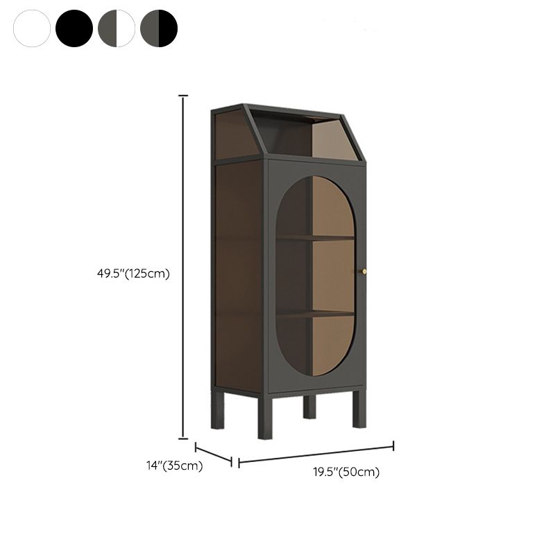 Industrial Curio Cabinet Metal Glass Doors Display Cabinet with 1 Door for Living Room