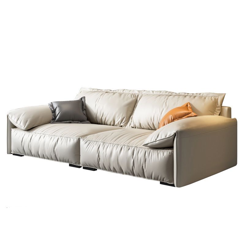 Wohnzimmer Kunstleder Kissen Top Arm Standard zeitgenössisches beige Sofa