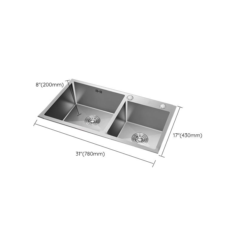 Contemporary Style Kitchen Sink Stainless Steel Kitchen Sink with Drain Strainer Kit