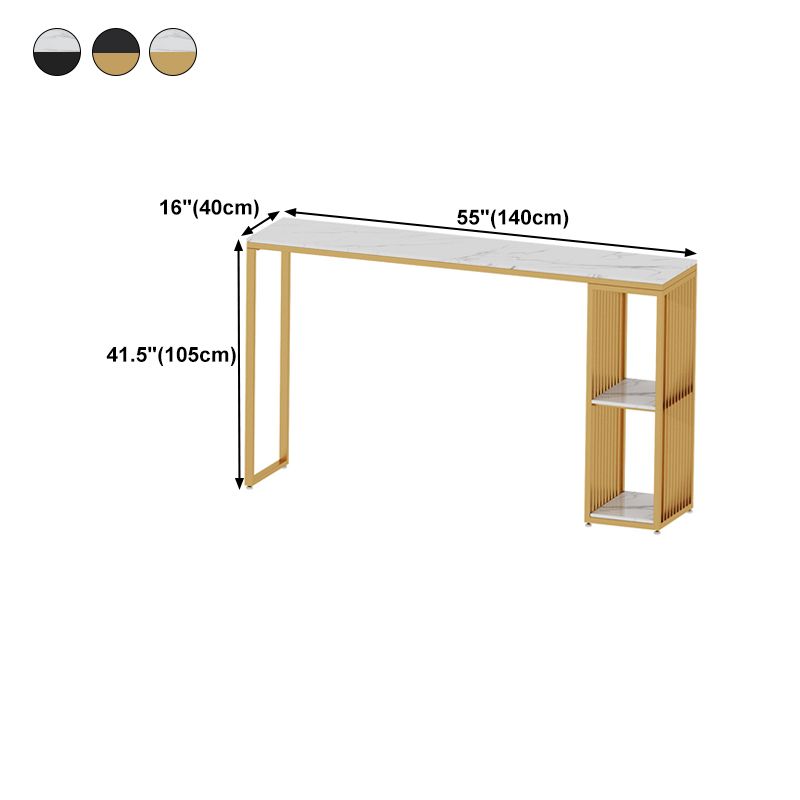 Rectangle Stone Bar Dining Table Industrial Bar Dining Table with Sled Base