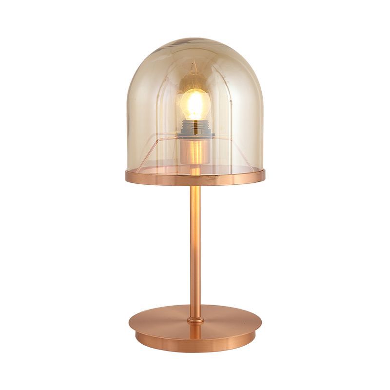 Lampada notturna del ristorante a 1 testa Modernismo in metallo in oro rosa illuminazione da tavolo con cupola in vetro ambra