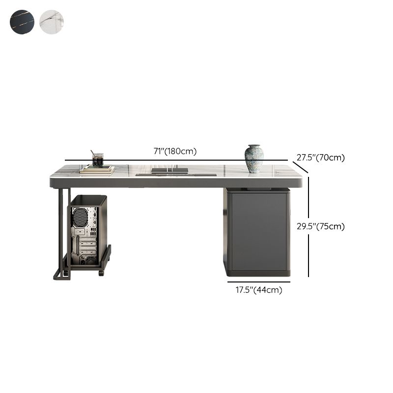 29.25-inch H Contemporary Computer Desk Curved Stone Office Desk