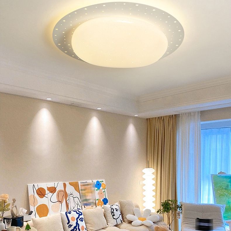 LED Modern Metal Flush Mount Cobblestone Shape Ceiling Lamp with Acrylic Shade for Bedroom