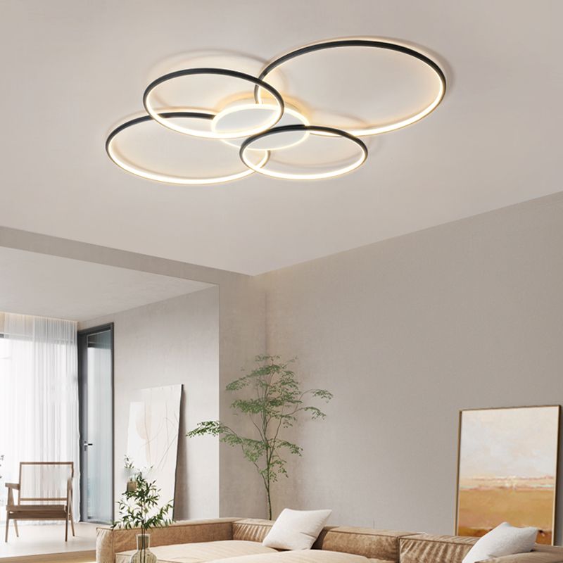 Black / White 5 - Light Flush Mount LED Ring Modern Ceiling Fixture