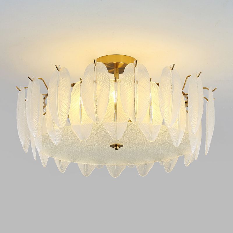 Modern Glass Ceiling Lighting Fixture Minimalist Flush Mount Light Fixture for Bedroom