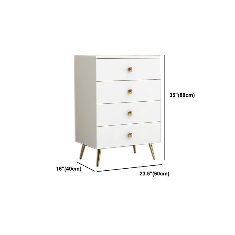 Classic Glam White Storage Chest Vertical Wood Dresser for Bedroom