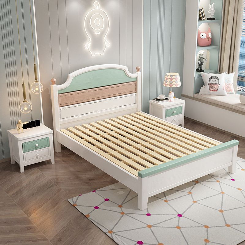 Contemporary Solid Wood Standard Bed Panel Panel Headboard Kids Bed