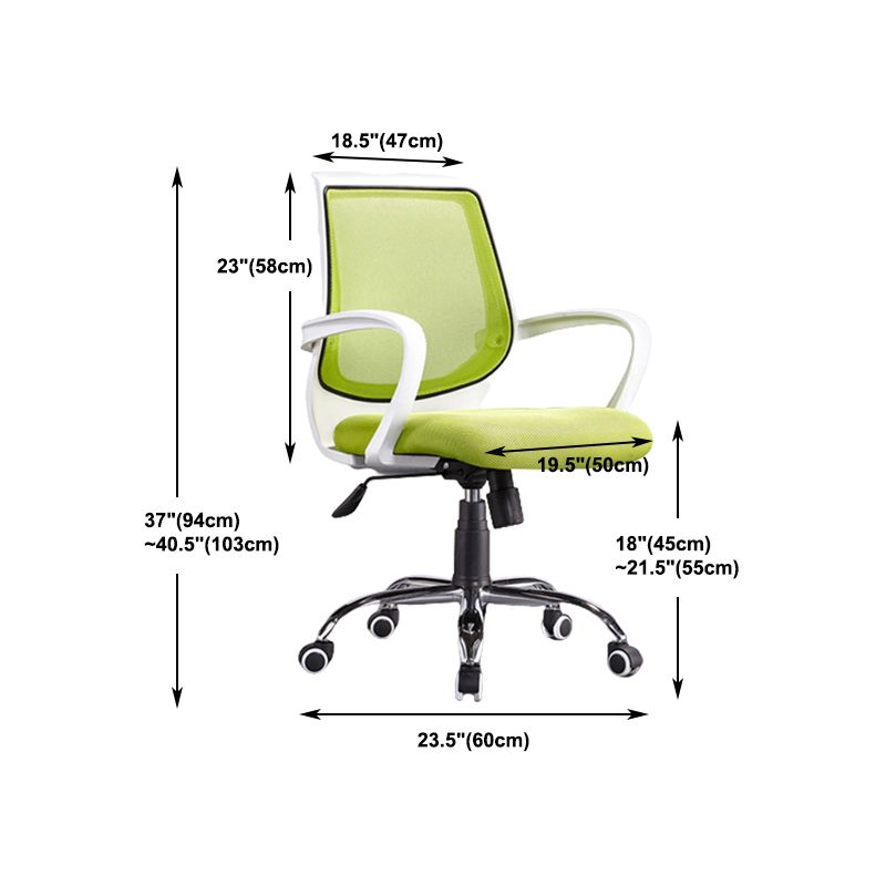 Contemporary Arm Chair Green Fixed Arms Adjustable Seat Height Office Chair