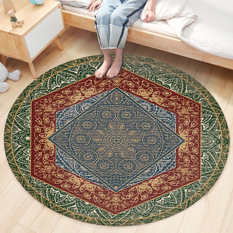 Tapis de tapis floral multicolore et ethnique Boho Chic Mamine de couleur Floral Mamine Lavable pour animaux de compagnie sans glissement pour chambre à coucher