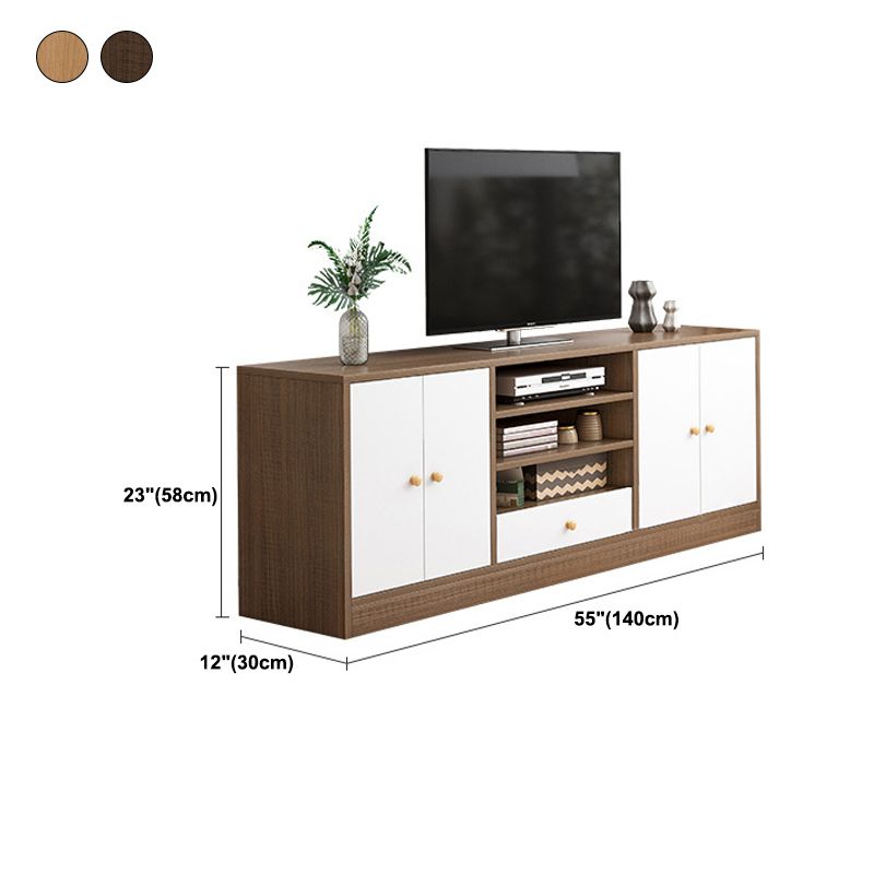 Scandinavian Style Wood TV Stand Open Storage TV Stand Console with Shelves