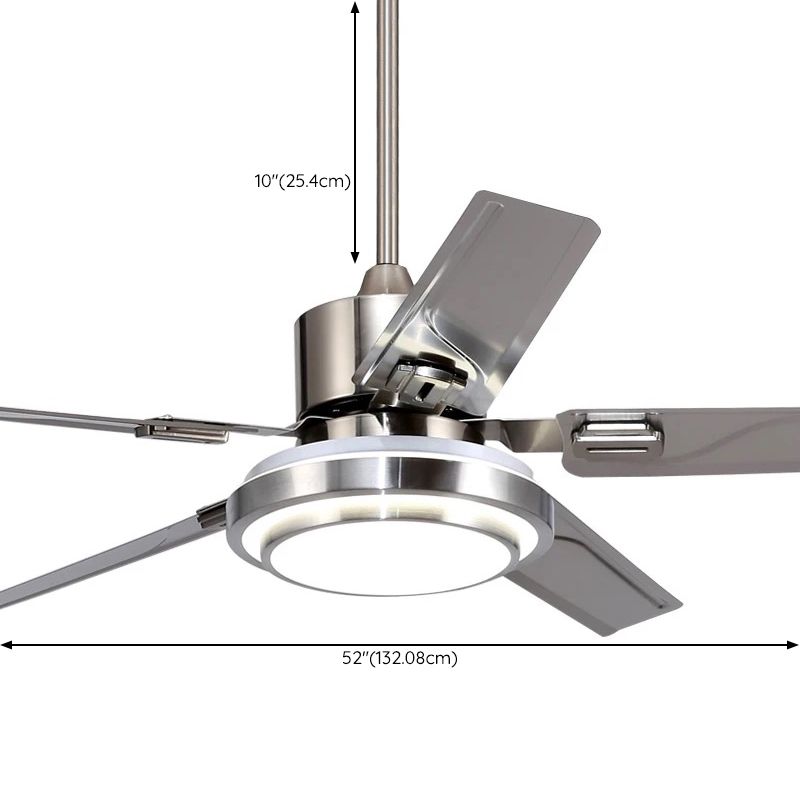 Modern 5-Blade Ceiling Fan Lighting with Stainless Steel for Dining Room