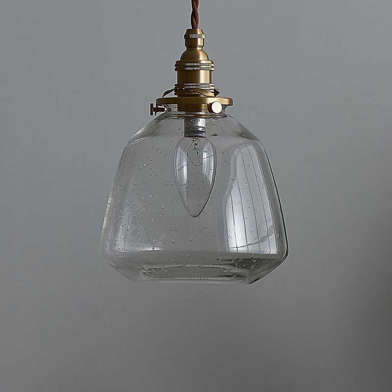 Tapered Bubbled Glass Hanging Light Simplicity 1 Bulb Restaurant Pendant Light Fixture