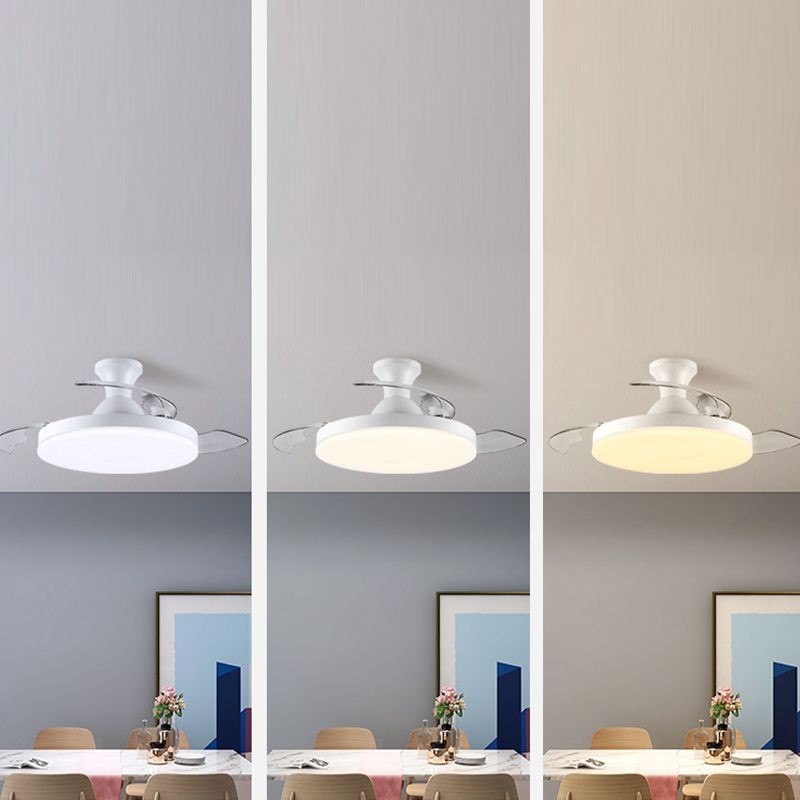 Invisible Blades Fan Light Fixture Modern Living Room Semi Flush Mount LED Ceiling Light