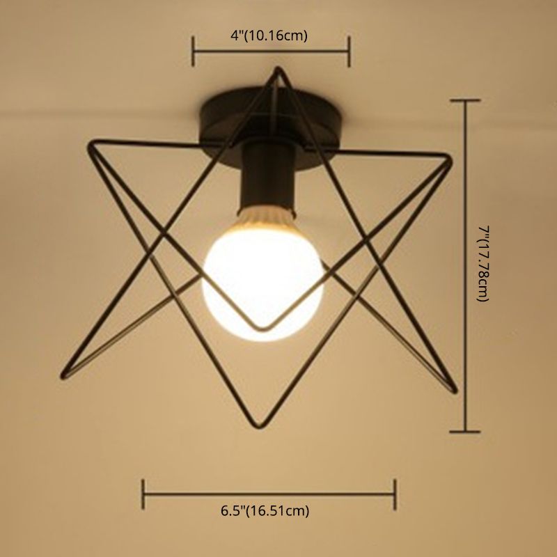 Metal Black Semi Flush Light Fixtures 1 Light Industrial Semi Flush Ceiling Light Fixtures for Hall And Foyer