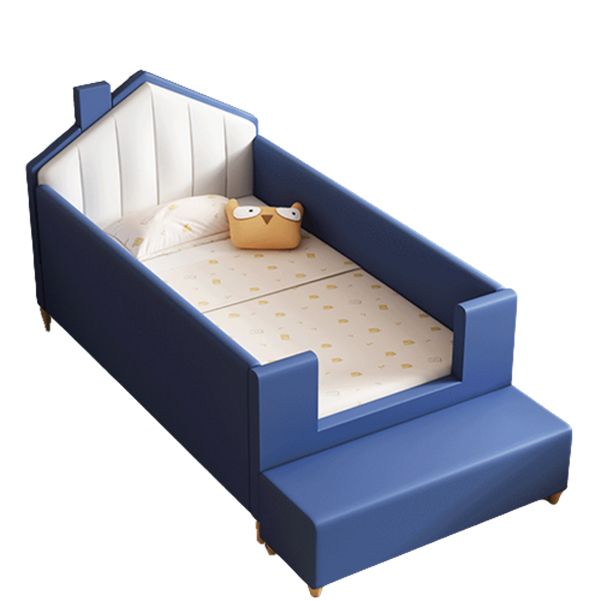 Glam Nursery Bed Wood with Mattress Upholstered with Guardrail Baby Crib