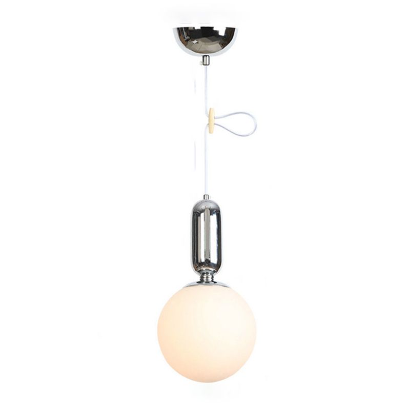 Milky White Glass Globe Hanging Light Single Bulb Modern Simplicity Style Pendant Lamp for Bedroom