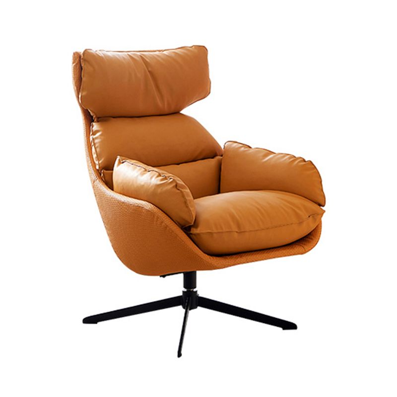 Contemporary Solid Color Arm Chair 4-Star Base Flared Arms Chair