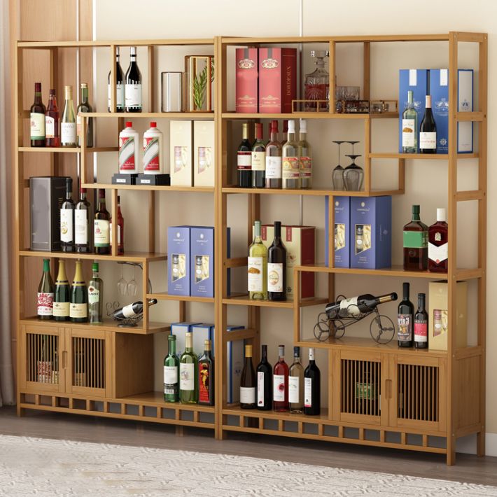 Floor Wine Rack Solid Wood Wine Bottle Rack with Shelves for Living Room