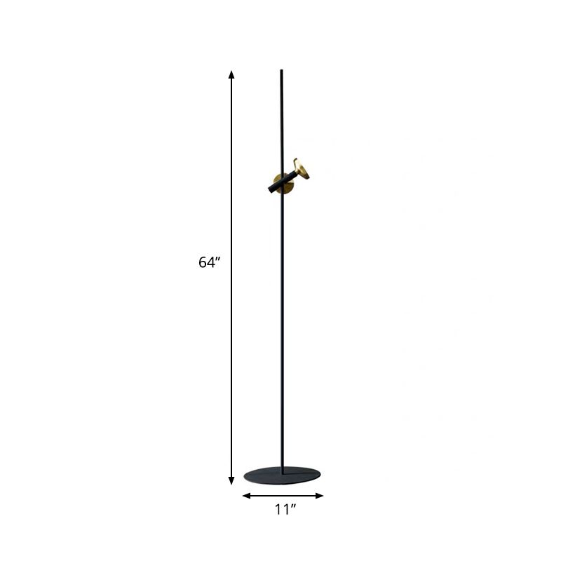 Tube Floor Lighting Post Modern Metal Black and Gold LED Standing Floor Lamp for Living Room