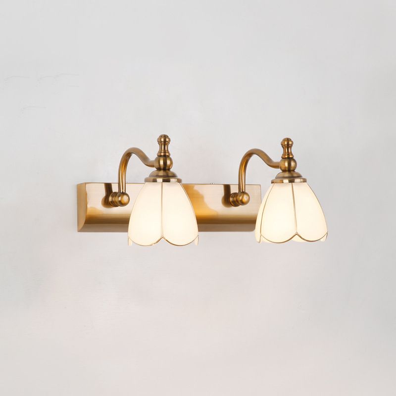 Glass Bowl Shade Wall Lighting American Style Multi-Lights Wall Mounted Light Fixture in Brass