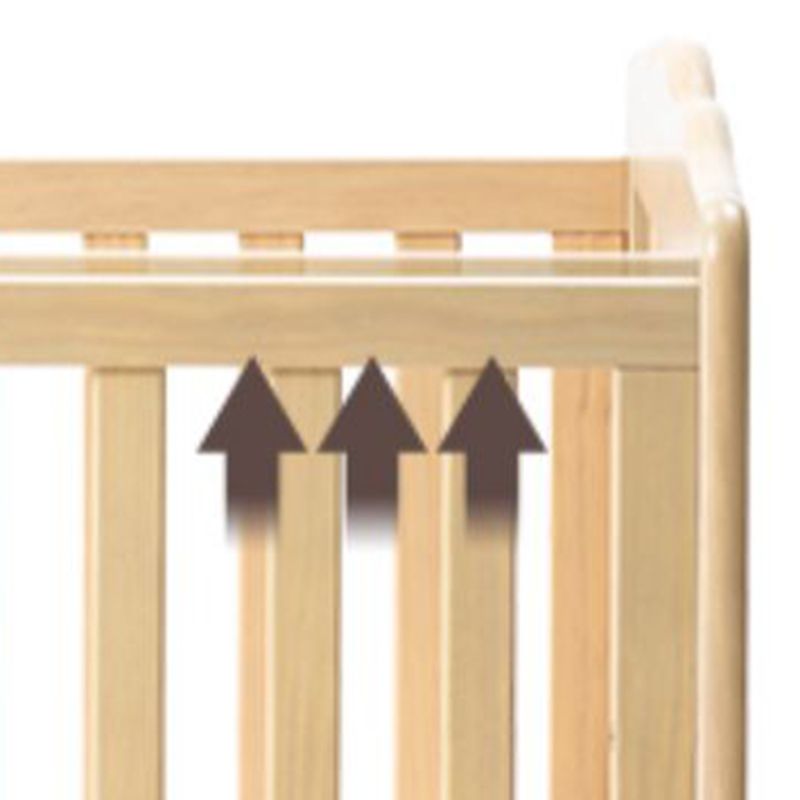 Convertible and Adjustable Height Crib Country Pine Crib with Guardrail