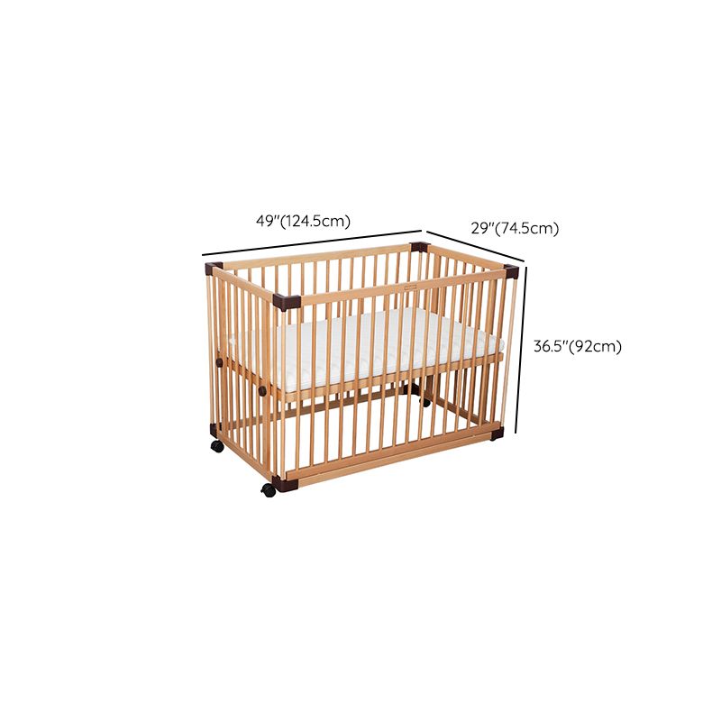 Farmhouse Natural Nursery Bed with Guardrail Convertible Crib