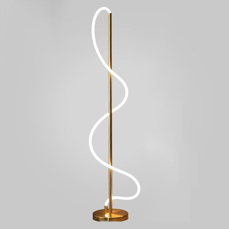 Modern Style Linear Shape Floor Lamp Metal 1 Light Floor Lighting for Living Room