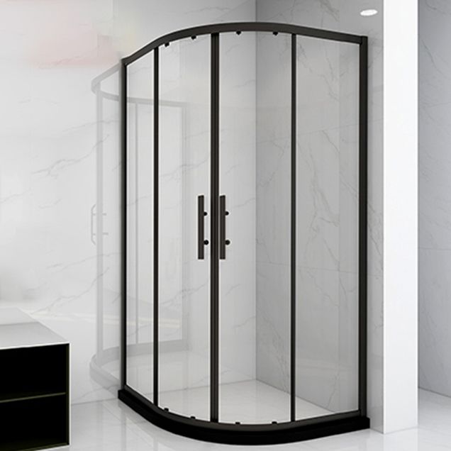 Black 304 Stainless Steel Shower Enclosure Clear Round Shower Stall