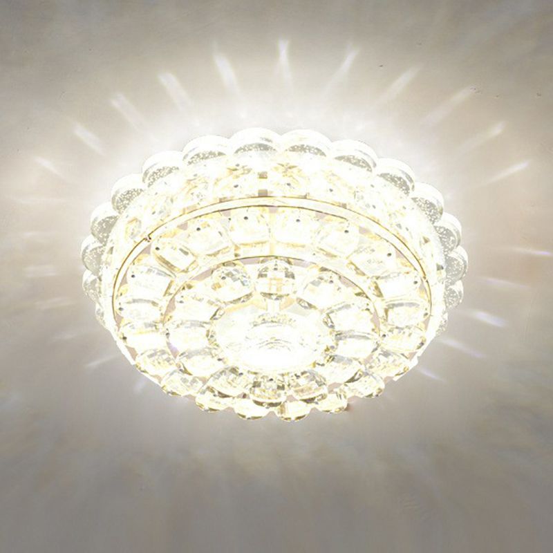 Crystal Round Flush Light Artistic Clear LED Flush Ceiling Light Fixture for Entryway