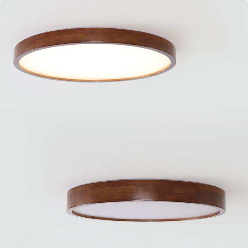 Modern Wood Flush Mount Geometric Shape LED Ceiling Light with Acrylic Shade