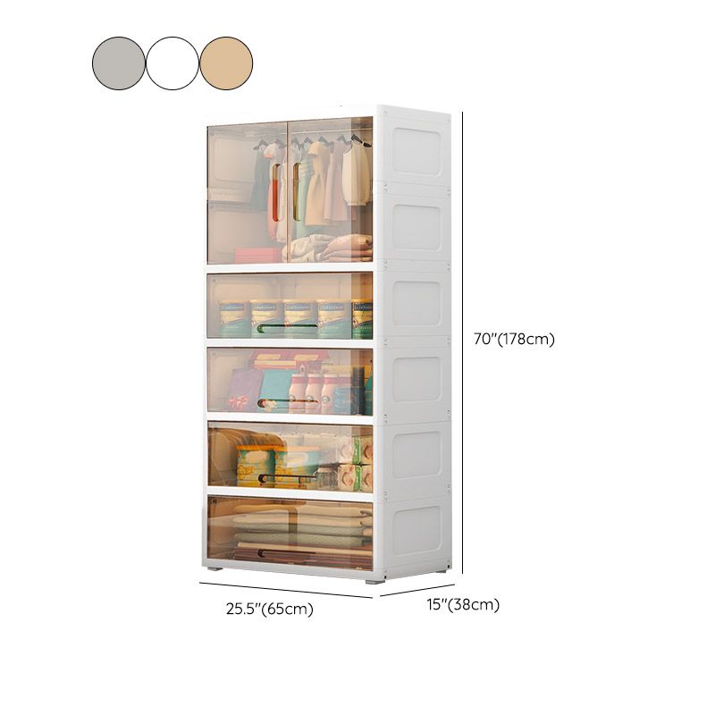 Modern Style Plastic Armoire Cabinet Cloth Rod Included Youth Armoire for Home