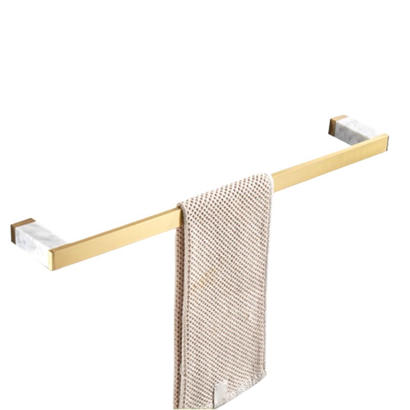 Brushed Brass Bathroom Accessory Set Metal & Marble Bathroom Hardware Set with Bath Shelf