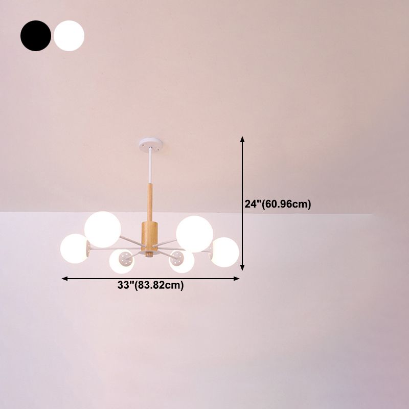 Forme sphérique Chandelier Light Modern Style Glass Multi Light Hanging Sanging pour étudier