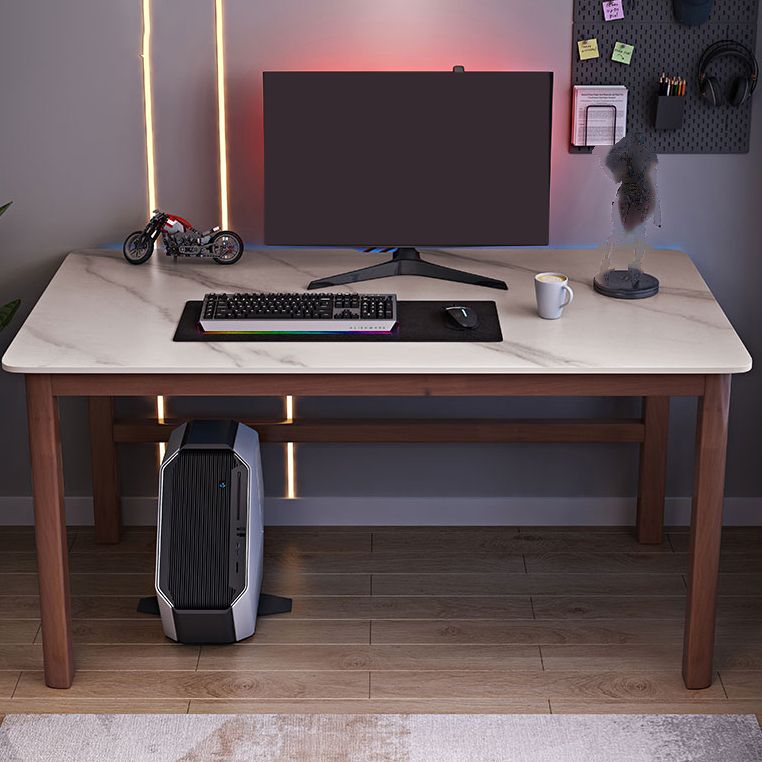 Modern Stone Gaming Desk Rectangular Parsons Base Computer Desk