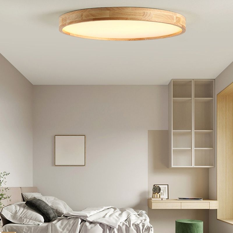 Modern Style Circle Shape Ceiling Lamp Wood 1 Light Ceiling Lighting for Dining Room